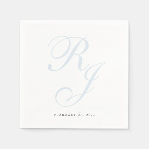 Elegant Dusty Blue Monogram Wedding Napkins