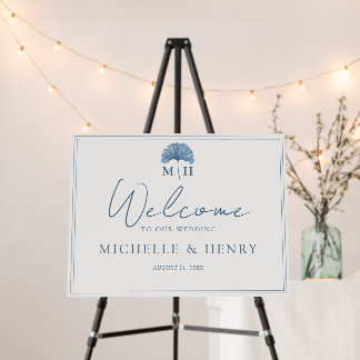 Elegant Dusty Blue Monogram Welcome Wedding Foam Board