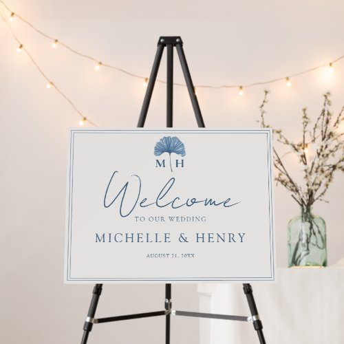 Elegant Dusty Blue Monogram Welcome Wedding Foam Board