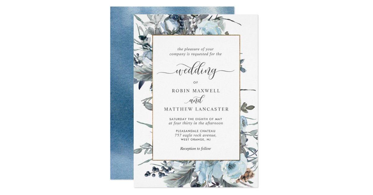 Elegant Dusty Blue, Navy and White Floral Wedding
