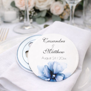 Elegant Dusty Blue Navy  Flowers Wedding  Bottle Opener