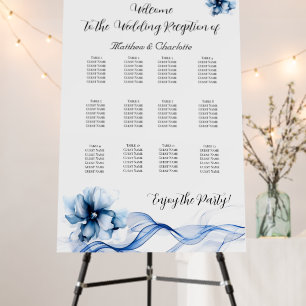 Elegant Dusty Blue Navy Flowers Wedding Foam Board