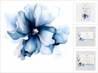 Elegant Dusty Blue Navy Flowers Wedding Invitation