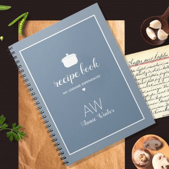 Elegant Dusty Blue Notebook For Mom Recipes by mixedworld at Zazzle