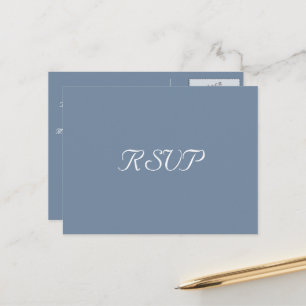 Elegant Dusty Blue Party Wedding Response RSVP Postcard