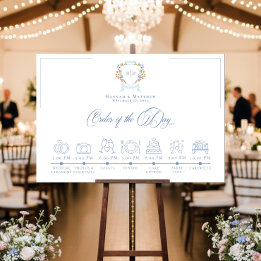 Elegant Dusty Blue Pastel Wildflower Crest Wedding Foam Board