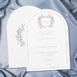 Elegant Dusty Blue Pastel Wildflower Crest Wedding Invitation<br><div class="desc">Step into a world of timeless elegance with our exquisite Baroque wildflower wedding invitation. A regal crest, adorned with your initials, sits at the top of this design, encircled by soft pastel watercolor blooms and a delicate ribbon. Perfect for couples who seek an invitation that whispers luxury, romance, and the...</div>