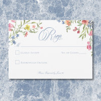Elegant Dusty Blue Pastel Wildflower Crest Wedding