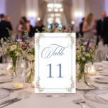 Elegant Dusty Blue Pastel Wildflower Crest Wedding Table Number<br><div class="desc">Step into a world of timeless elegance with our exquisite Baroque wildflower wedding table number card. Graceful swags of wildflowers frame each corner of the refined dusty blue double border encloses your wedding table number in sophisticated harmony. Perfect for couples who seek a design that whispers luxury, romance, and the...</div>