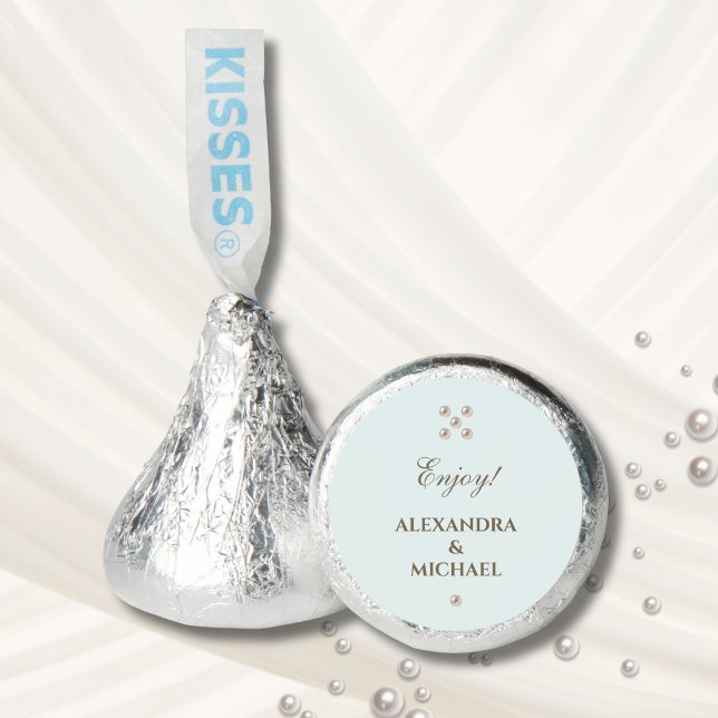 Elegant Dusty Blue Pearl Wedding Favor   (Creator Uploaded)