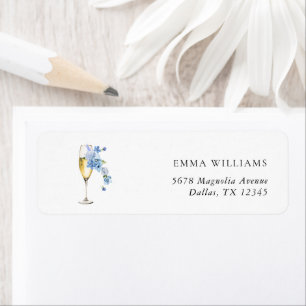 Elegant Dusty Blue Pearls & Prosecco Bridal Shower Label