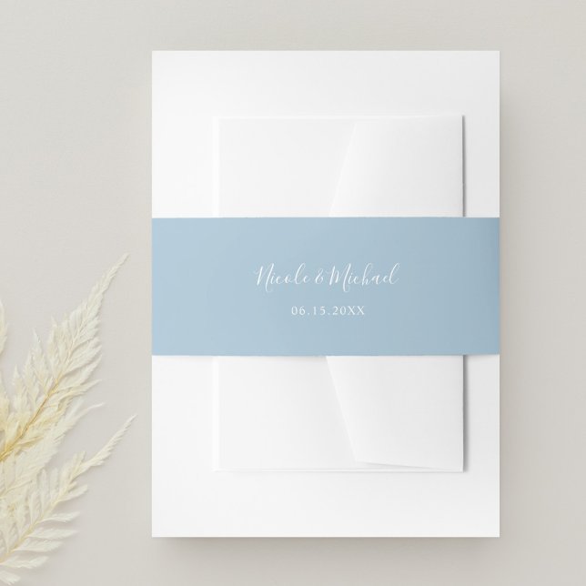 Elegant Dusty Blue Personalized Wedding Invitation Belly Band (Creator Uploaded)