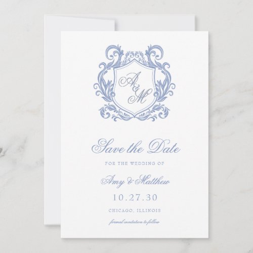 Elegant Dusty Blue Photo Save The Date