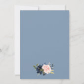 Elegant Dusty Blue Pink Floral Gold Bridal Shower Invitation (Back)