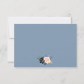 Elegant Dusty Blue Pink Floral Gold Bridal Shower Thank You Card (Back)