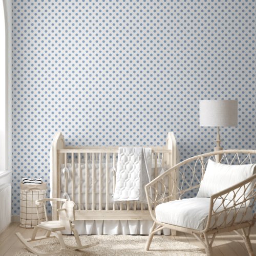 Elegant Dusty Blue Polka Dots Wallpaper