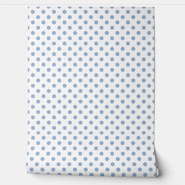 Elegant Dusty Blue Polka Dots Wallpaper (Unrolling)