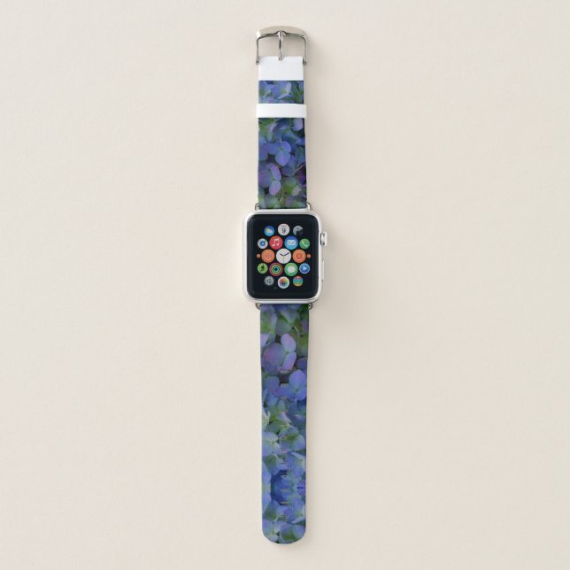Elegant dusty blue purple floral apple watch band (Front)