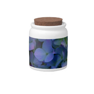 Elegant dusty blue purple floral candy jar