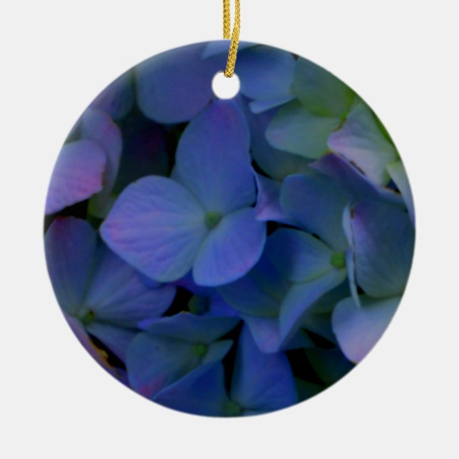 Elegant dusty blue purple floral ceramic ornament (Front)