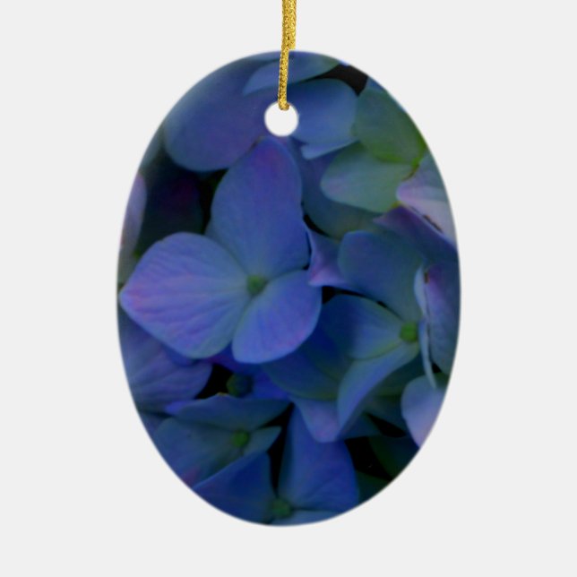 Elegant dusty blue purple floral ceramic ornament (Front)