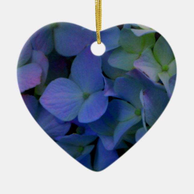 Elegant dusty blue purple floral ceramic ornament (Front)