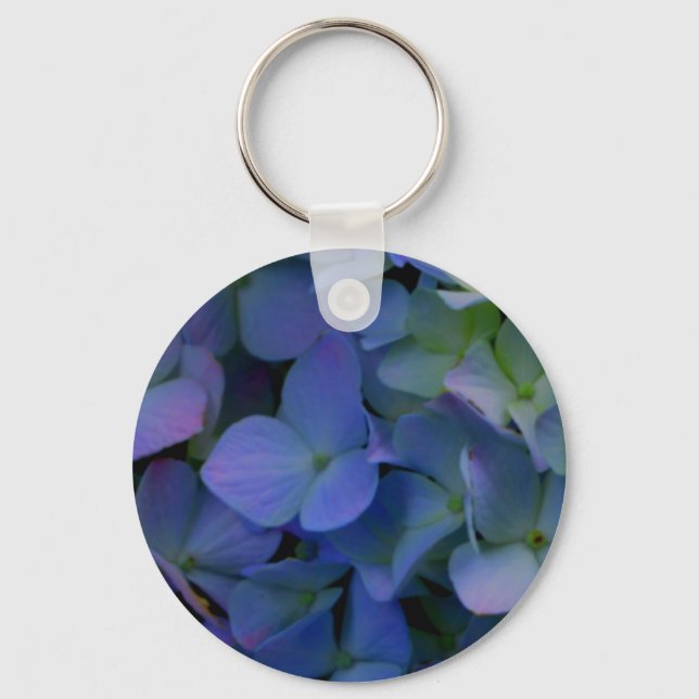 Elegant dusty blue purple floral keychain (Front)