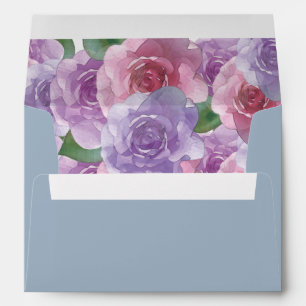 Elegant Dusty Blue Purple Pink Floral Wedding Envelope