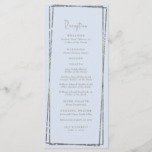 Elegant Dusty Blue Reception Wedding Toasts Menu