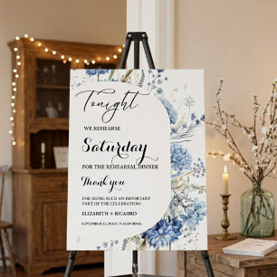 Elegant Dusty Blue Rehearsal Dinner welcome sign