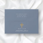 Elegant Dusty Blue Religious Cross Boy Baptism Envelope<br><div class="desc">Personalized Elegant Dusty Blue Religious Cross Boy Baptism Envelope</div>