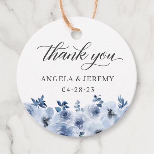 Elegant Dusty Blue Rose Floral Thank You Favor Tags - Elegant Dusty Blue Rose Floral Thank You Favor Tag.
(1) For further customization or adding more text on the back, please click the "customize further" link and use our design tool to modify this template. 
(2) If you need help or matching items, please contact me.