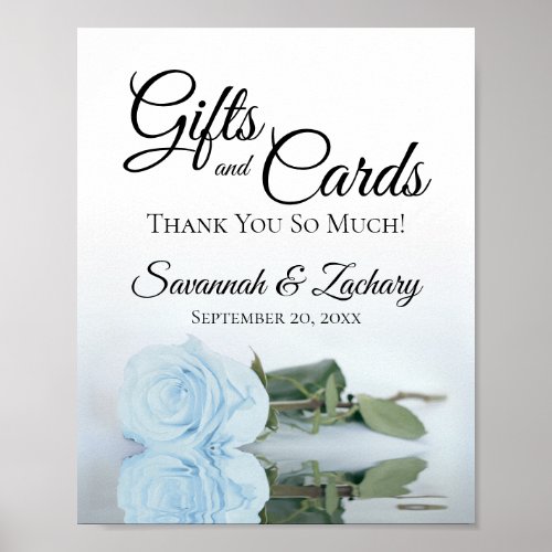 Elegant Dusty Blue Rose Gifts  Cards Wedding Sign
