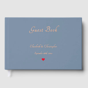 Elegant Dusty Blue Rose Gold Weddings Anniversary Foil Guest Book
