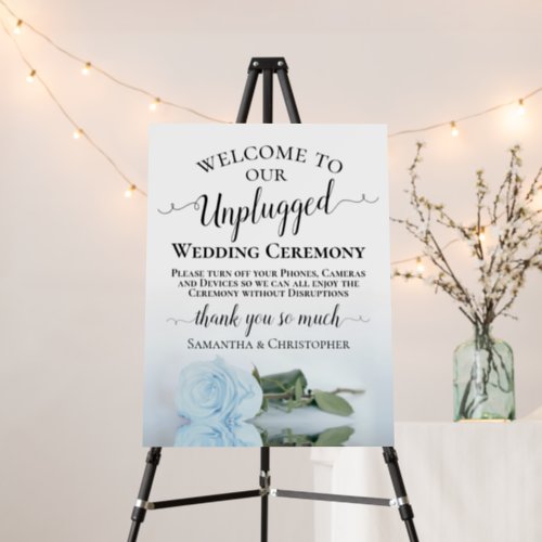 Elegant Dusty Blue Rose Unplugged Wedding Ceremony Foam Board