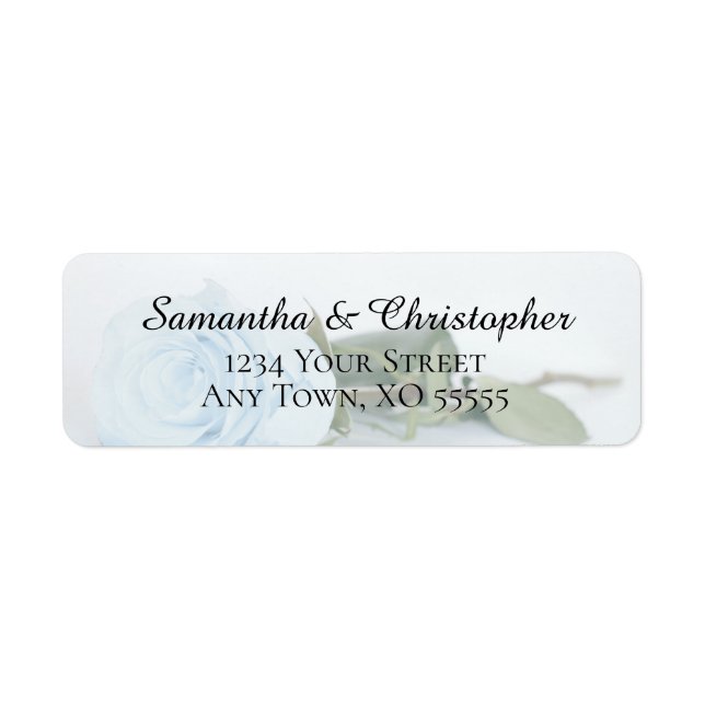 Elegant Dusty Blue Rose Wedding Return Address Label (Front)