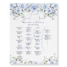 Elegant Dusty Blue Roses Hydrangeas Seating Chart