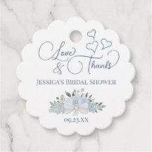 Elegant Dusty Blue Roses Love Thanks Bridal Shower