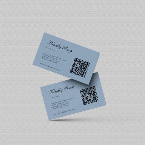 Elegant Dusty Blue RSVP QR Code Wedding Enclosure Card