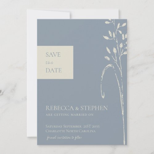 Elegant Dusty Blue save the date invitation