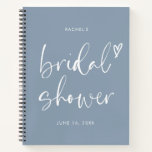 Elegant Dusty Blue Script Bridal Shower Gift List  Notebook<br><div class="desc">Elegant Dusty Blue Script Bridal Shower Gift List Notebook</div>