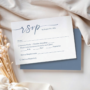 Elegant Dusty Blue Script - Simple Chic Wedding RSVP Card