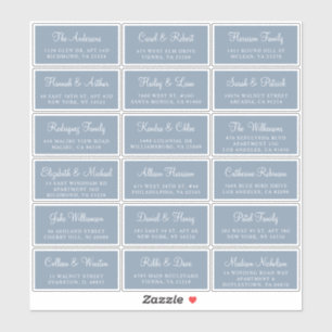 Elegant Dusty Blue Script Wedding Guest Address Sticker