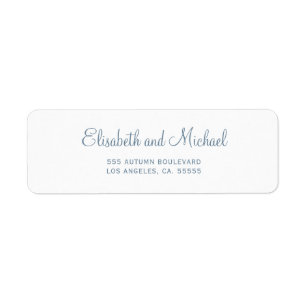 Elegant dusty blue script wedding return address label