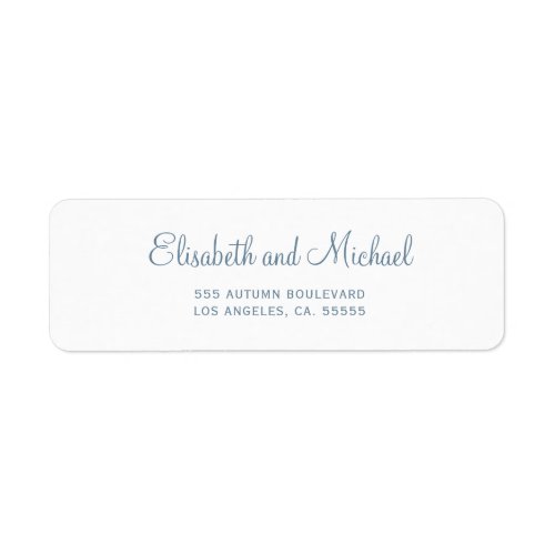Elegant dusty blue script wedding return address label