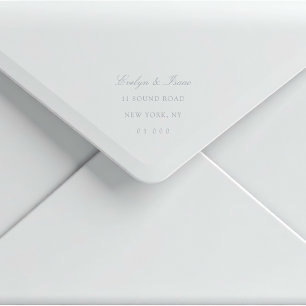 Elegant Dusty Blue Script Wedding Return Address Self-inking Stamp