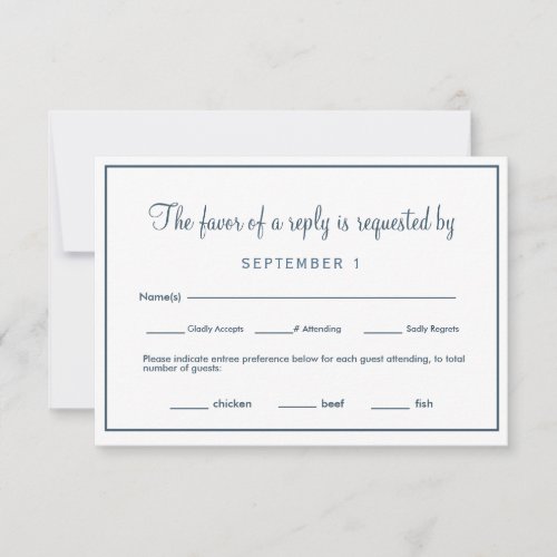 Elegant Dusty Blue Script Wedding  RSVP