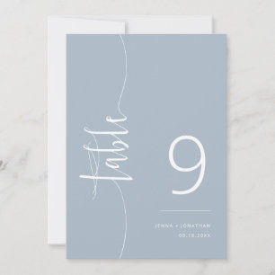 Elegant Dusty Blue Script Wedding Table Number