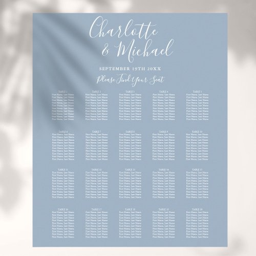 Elegant Dusty Blue Signature Wedding Seating Chart