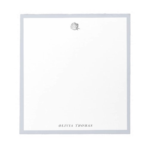 Elegant dusty blue silver personalized Stationery Notepad